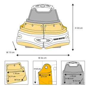 TOUGH MASTER Tool Belt Pouch, Fixing Pouch with 3 Wide Pockets for Tools, Nails and Small Parts