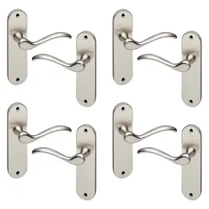 URBNLIVING 150mm Length 8 Pcs Geneva Metal & Satin Nickel Plain Lever Latch Door Handles Set