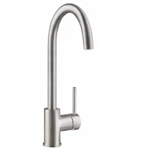 Liquida LS04BN Monobloc Swan Neck Single Lever Brushed Nickel Kitchen Mixer Tap