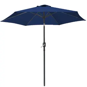 SunDaze Blue 2.5M Round Garden Parasol Outdoor Patio Umbrella, Base Weights & Weather Protective Cover