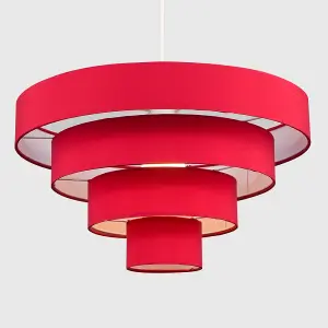 ValueLights Nevada Modern 4 Tier Red Fabric Ceiling Pendant Light Shade