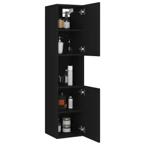 Berkfield Bathroom Cabinet Black 30x30x130 cm Engineered Wood