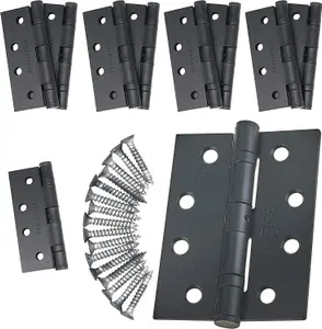 EAI - 4" Door Hinges & Screws G11 FD30/60 - 102x76x2.7mm Square - Black Pack of 5 Pairs