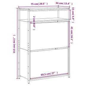 Berkfield Shoe Cabinet Grey Sonoma 75x34x112 Engineered Wood