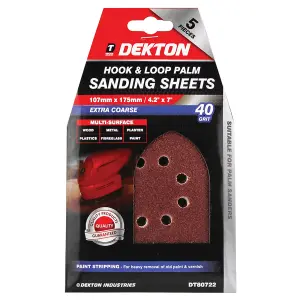 Dekton 20pc  107mm X 175mm  Hook And Loop Palm Sanding Sheets 40 Grit Extra Coarse