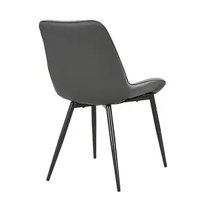 Furniture In Fashion Oston Grey Faux Leather Dining Chairs With Anthracite Legs In Pair