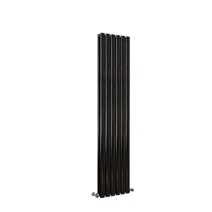 Vertical Black Double Oval Panel Radiator (H)1600mm x (W)354mm, 5372 BTU.