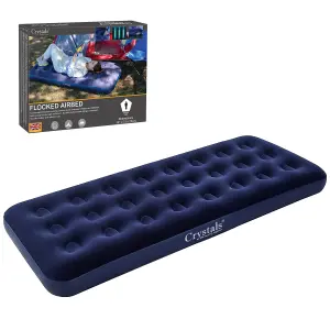 Single Flocked Camping Airbed Inflatable Mattress Blow Up Air Bed