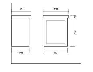 Bathroom Vanity Unit and Basin 500mm Cloakroom Sink Wall Cabinet Grey Matt Avir