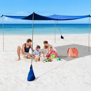 Costway 3 x 3 m Beach Canopy Shields Large Outdoor Picnic Tent Sun Shelter w/ 4 Sandbags