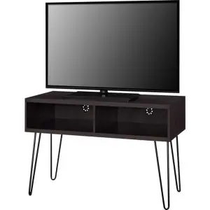 Dorel Owen Espresso Retro TV Stand Wooden Metal Table Furniture With Shelves Up To 42"