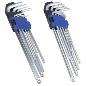 Allen Hex Torx Star Tamperproof Key Set Extra Long T10 - T50 1.5mm - 10mm