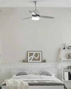 Ceiling Fan with Light Silver MLAVA