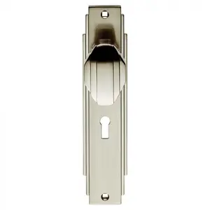 Art Deco Lock Door Handle Satin Nickel