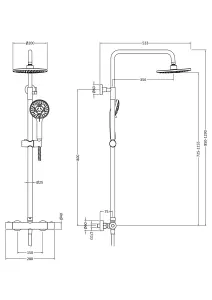 Round Thermostatic Shower Kit with Fixed Head & Adjustable Handset - Brushed Pewter