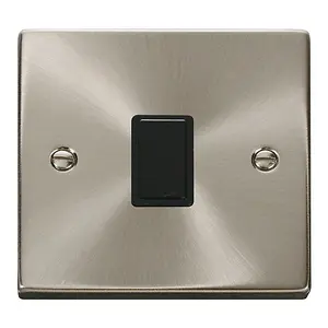 Satin / Brushed Chrome 1 Gang 20A DP Switch - Black Trim - SE Home