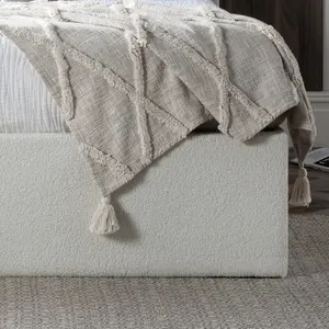 Wilson Cream Upholstered Ottoman King Size Bed Frame