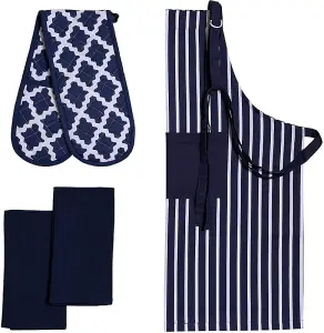 Penguin Home Apron, Double Oven Glove and 2 Kitchen Tea Towels Set