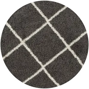 Myshaggy Collection Rugs Diamond Design in Dark Grey  383D