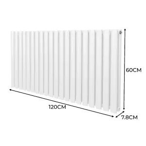 Oval Column Radiator & Valves - 600mm x 1200mm - White