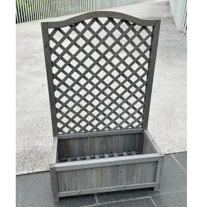 Grey Wooden Planter Lattice For Vines Garden Climbing Flower Plant Pot Trellis