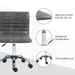 HOMCOM Armless Mid-Back Adjustable Office Chair with 360 Swivel Grey