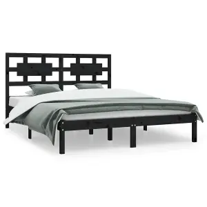 Berkfield Bed Frame Black Solid Wood Pine 200x200 cm