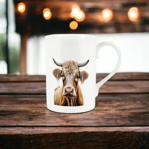 Highland Cow Mug - Bone China Farmyard Tea/Coffee Gift Cup