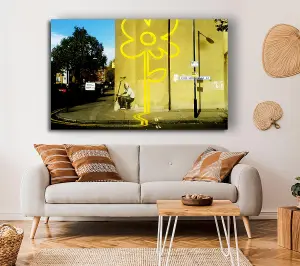 Yellow Flower Lines Canvas Print Wall Art - Medium 20 x 32 Inches