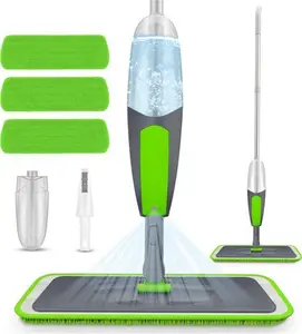 Floor Mop Spray Mops For Floor Cleaning, ILAVCOOL Microfiber Mop Dry Wet Mop Dust Mop With 3 Reusable Mop Pads 550ML Refillable Bottle For Cleaning