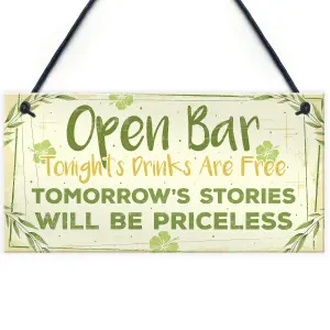 Red Ocean Open Tiki Bar Signs Home Garden Bar Plaque Pub Kitchen Man Cave Sign Friendship Gift