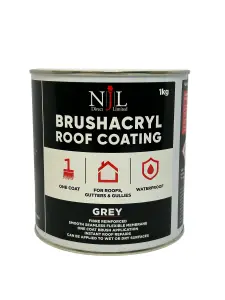 Njl Direct Brushacryl One Coat Leaksealer Waterproof Roof Coating Fibre Reinforced Grey 1KG