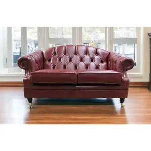 Chesterfield Handmade 2 Seater Sofa Settee Old English Chestnut Leather Victoria In Style