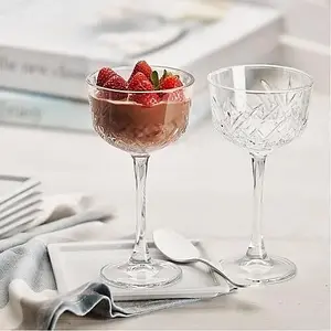 Queensway Home & Dining 160ml 8 Pcs Cut Crystal Cocktail Goblets Sets Traditional Clear Glasses