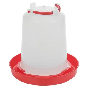 URBNLIVING 3L Chicken Large Drinker Water Feeder Poultry Quails Bird Hen Duck with Handle Red & White