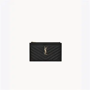 Saint Laurent Cassandre Matelassé Pouch In Grain De Poudre Leather - Black - Women