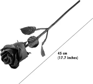 World of Nature Handcrafted Iron Rose For Anniversary - Black 100% Forged Iron