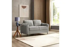 Jack 2 Seater Sofa With Metal Legs, Light Grey Boucle Fabric