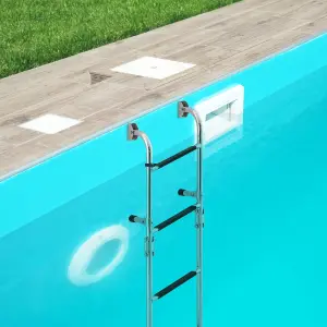 Costway 4 Step Folding Boat Ladder Anti Slip Stainless Steel Swimming Pool Ladder