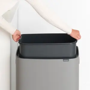 Bo Touch Bin, 60 litre, with 1 inner Plastic Bucket Mineral Concrete Grey