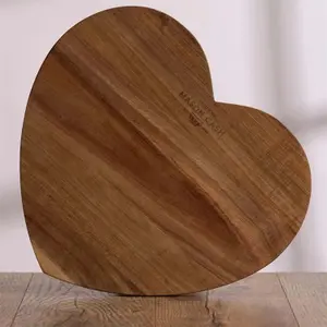 Cutting Board Heart Shaped Acacia Chop Slice Dice Serve Prep Board Reversible