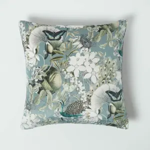 Homescapes Floral Butterfly Garden Grey Cushion 46 x 46 cm