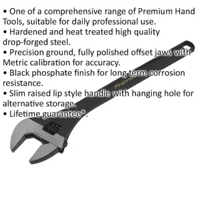 600mm Adjustable Drop Forged Steel Wrench - 60mm Offset Jaws Metric Calibration