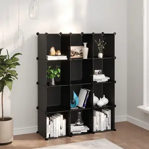 Storage Cube Organiser with 12 Cubes Black PP