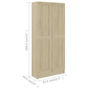 Berkfield Book Cabinet Sonoma Oak 82.5x30.5x185.5 cm Engineered Wood