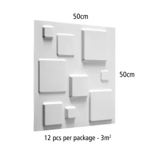 Squares Design 12 Boards 50x50cm 3D Wall Panel