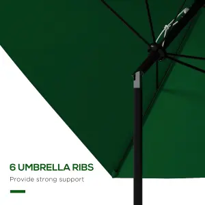 Outsunny 2 x 3(m) Garden Parasol Rectangular Market Umbrella w/ Crank Green