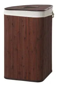 Maison by Premier Kankyo Dark Brown Bamboo Corner Laundry Hamper