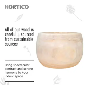 HORTICO™ Indoor Plant Pot, (Dia) 26cm ECO Round Wooden Planter for House Plants with Waterproof Liner D26 H17 cm, 4.3L