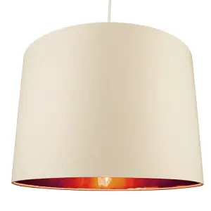 Modern Cream Cotton 16 Floor/Pendant Lamp Shade with Shiny Copper Inner